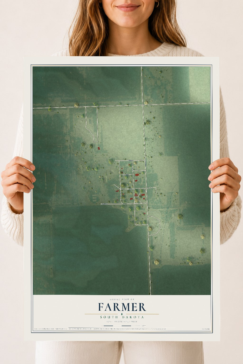 Map of Farmer, South Dakota, 18 x 24 inch unframed archival matte print