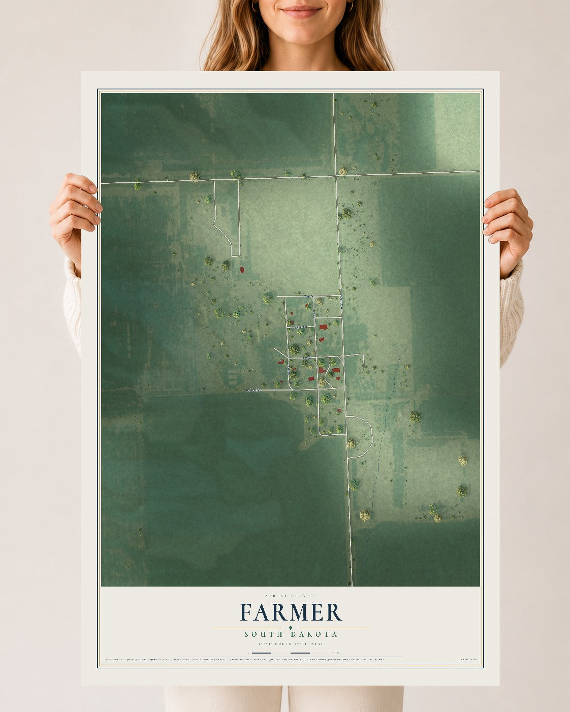 Map of Farmer, South Dakota, 24 x 36 inch unframed archival matte print