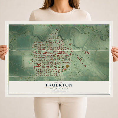 Map of Faulkton, South Dakota, 18 x 24 inch unframed archival matte print