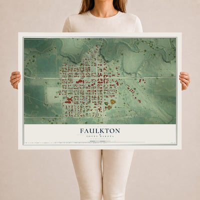 Map of Faulkton, South Dakota, 24 x 36 inch unframed archival matte print