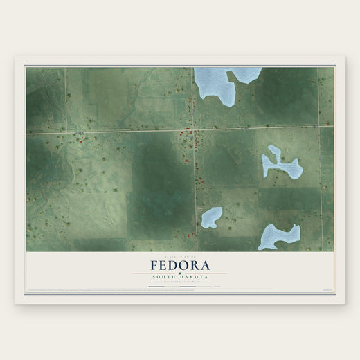 Fedora, South Dakota map print, the full design