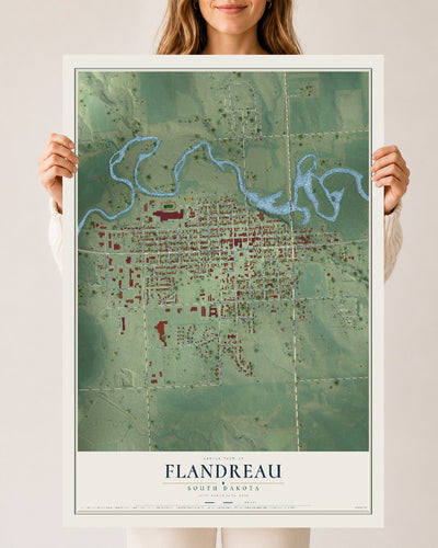 Map of Flandreau, South Dakota, 24 x 36 inch unframed archival matte print