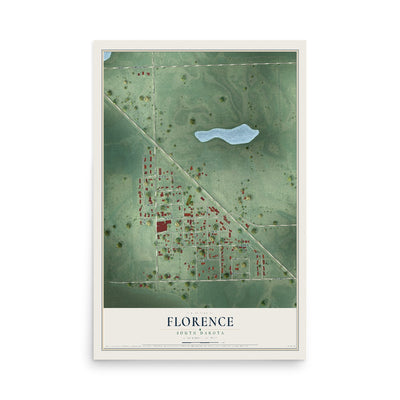 Map of Florence, South Dakota, 12 x 18 inch unframed archival matte print
