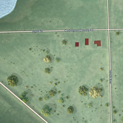 Second close-up of the map of Florence, South Dakota print showing more streets and buildings