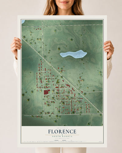 Map of Florence, South Dakota, 24 x 36 inch unframed archival matte print