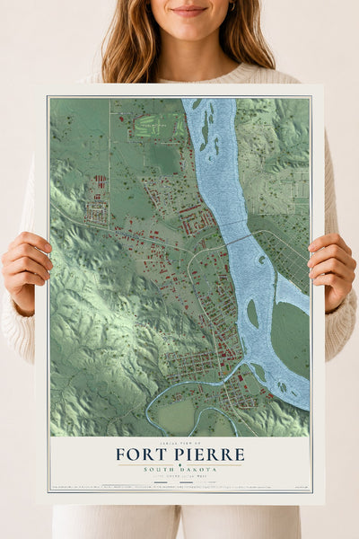 Map of Fort Pierre, South Dakota, 18 x 24 inch unframed archival matte print