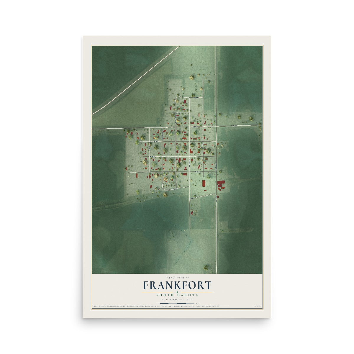 Map of Frankfort, South Dakota, 12 x 18 inch unframed archival matte print