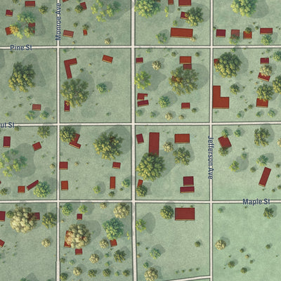 Close-up of the map of Frankfort, South Dakota print showing street and building detail