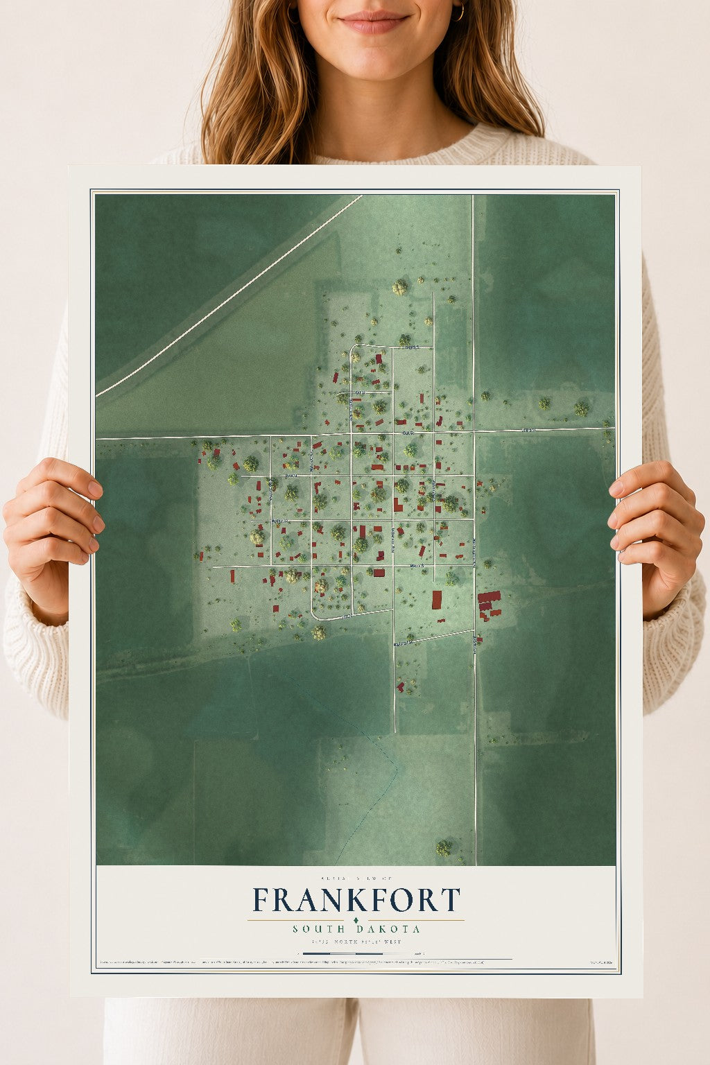 Map of Frankfort, South Dakota, 18 x 24 inch unframed archival matte print