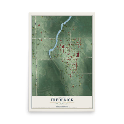 Map of Frederick, South Dakota, 12 x 18 inch unframed archival matte print