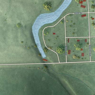 Second close-up of the map of Frederick, South Dakota print showing more streets and buildings