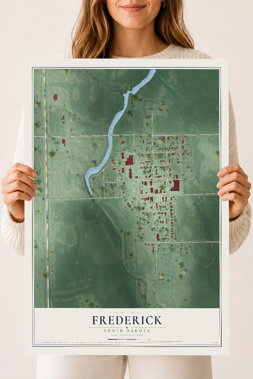 Map of Frederick, South Dakota, 18 x 24 inch unframed archival matte print