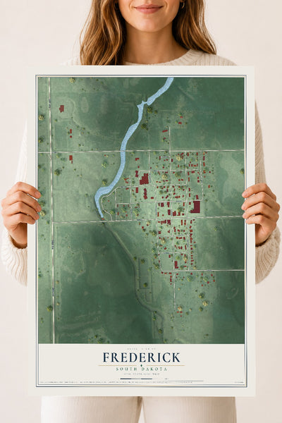Map of Frederick, South Dakota, 18 x 24 inch unframed archival matte print