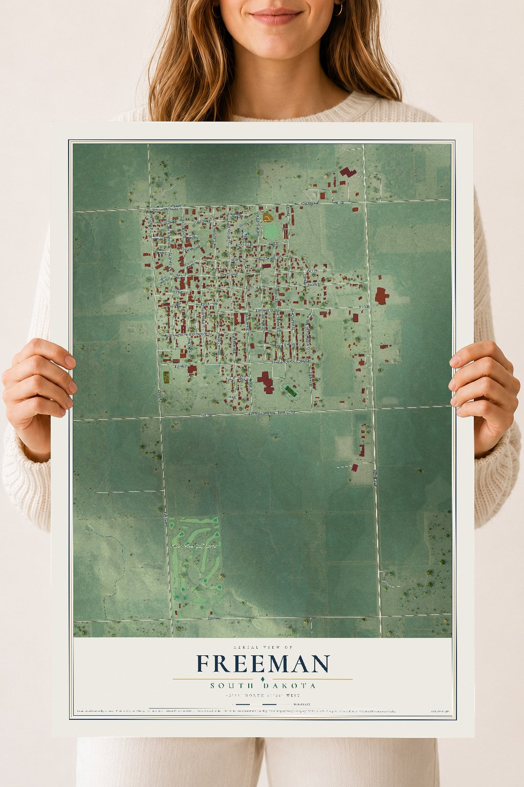 Map of Freeman, South Dakota, 18 x 24 inch unframed archival matte print