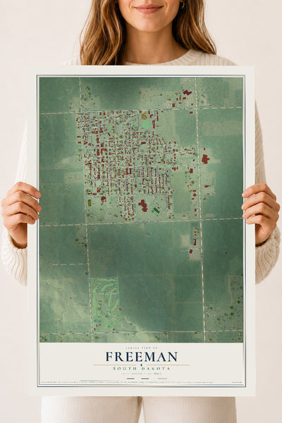 Map of Freeman, South Dakota, 18 x 24 inch unframed archival matte print