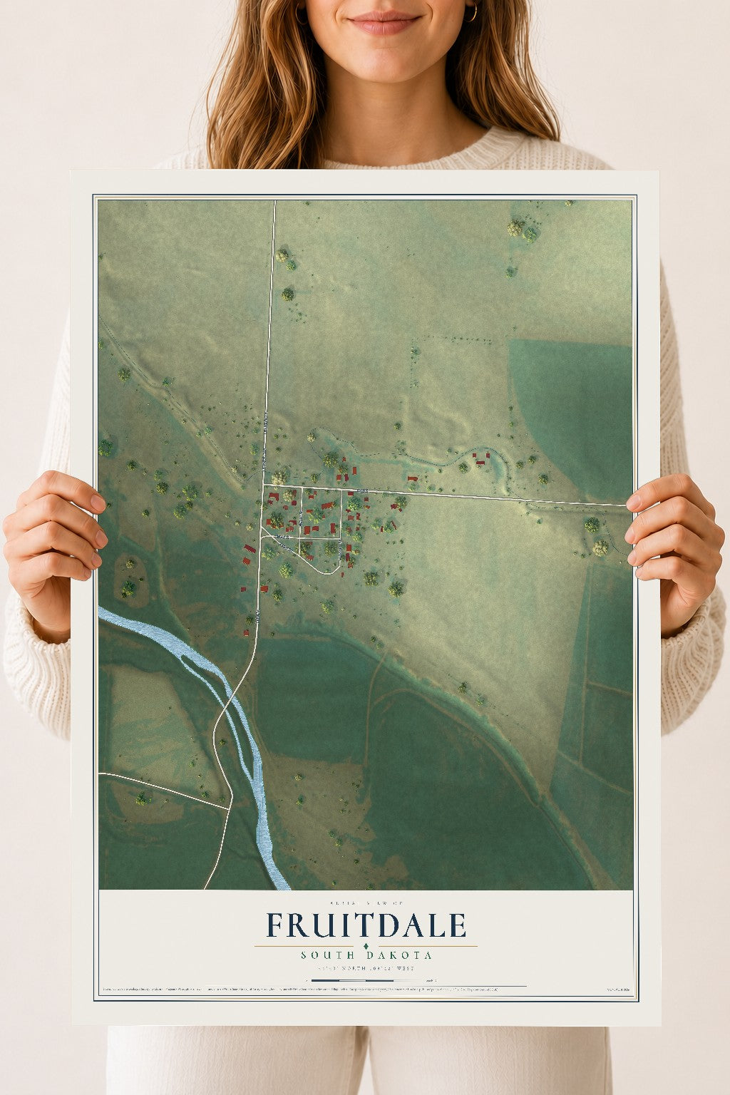 Map of Fruitdale, South Dakota, 18 x 24 inch unframed archival matte print