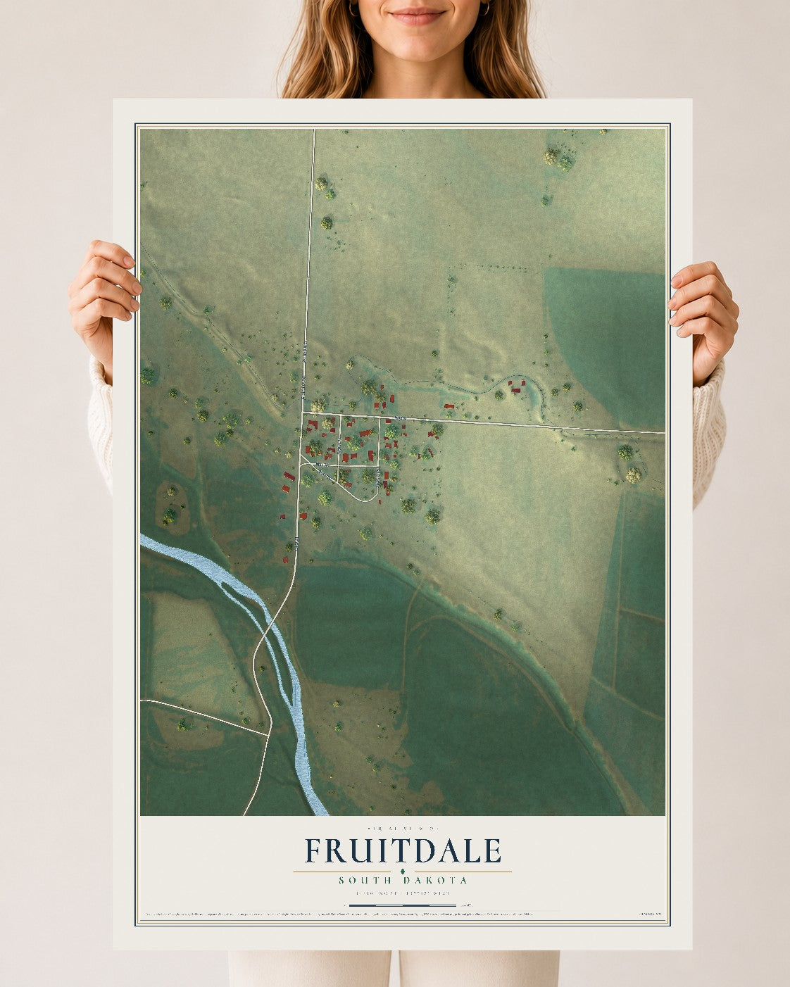 Map of Fruitdale, South Dakota, 24 x 36 inch unframed archival matte print
