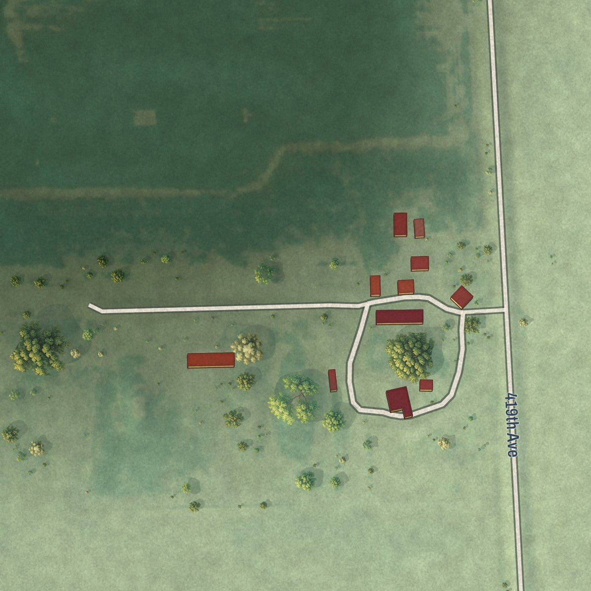 Second close-up of the map of Fulton, South Dakota print showing more streets and buildings