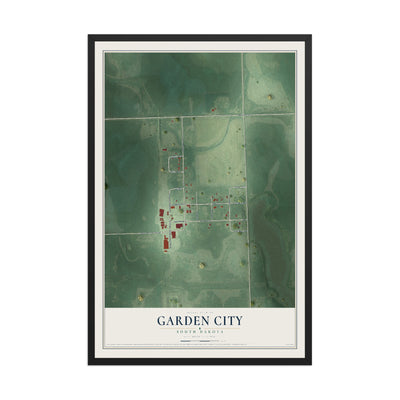 Map of Garden City, South Dakota, 12 x 18 inch print in a black wood frame