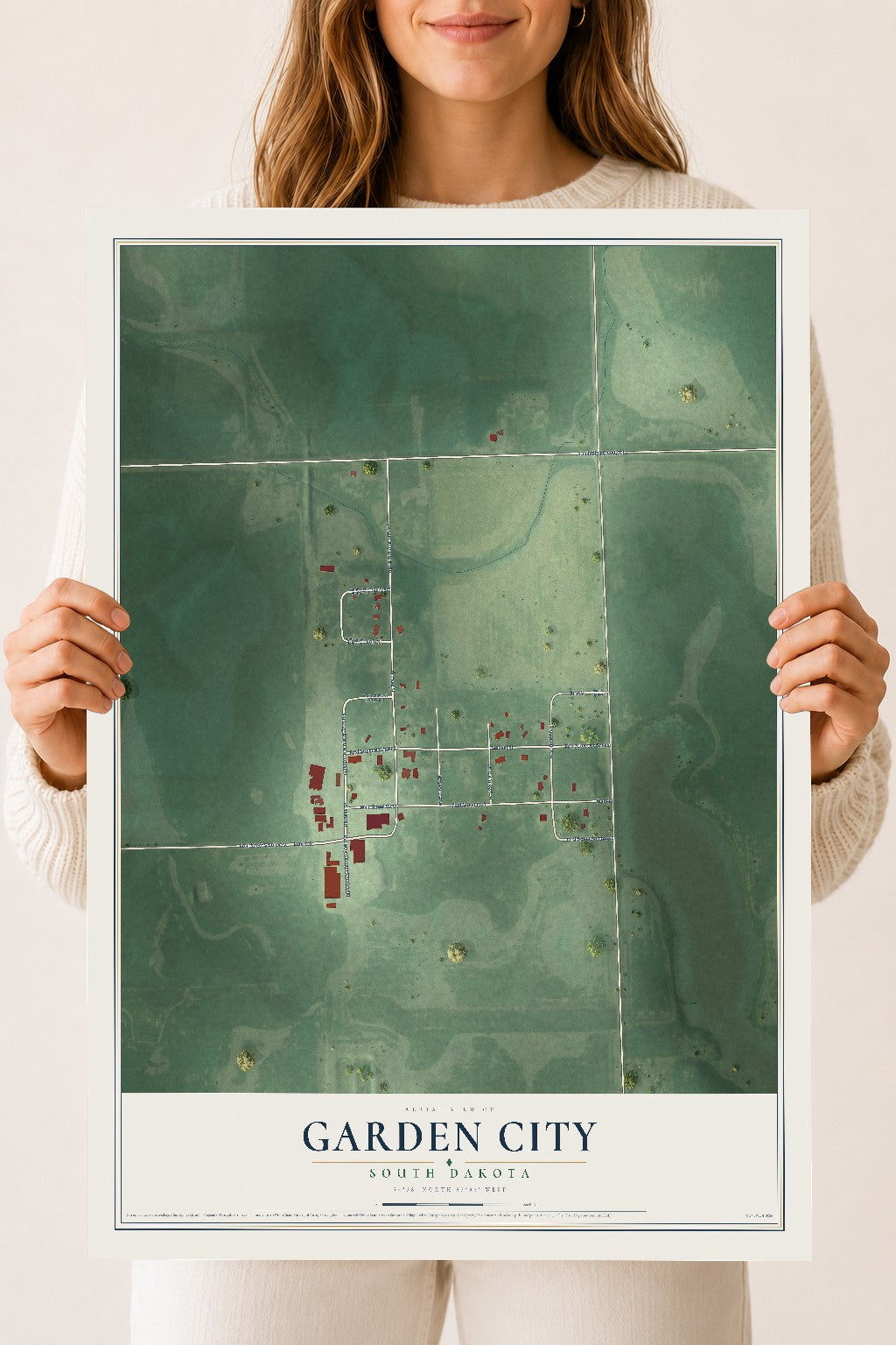 Map of Garden City, South Dakota, 18 x 24 inch unframed archival matte print