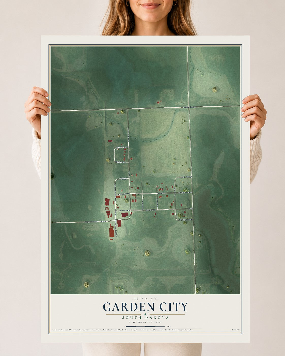 Map of Garden City, South Dakota, 24 x 36 inch unframed archival matte print