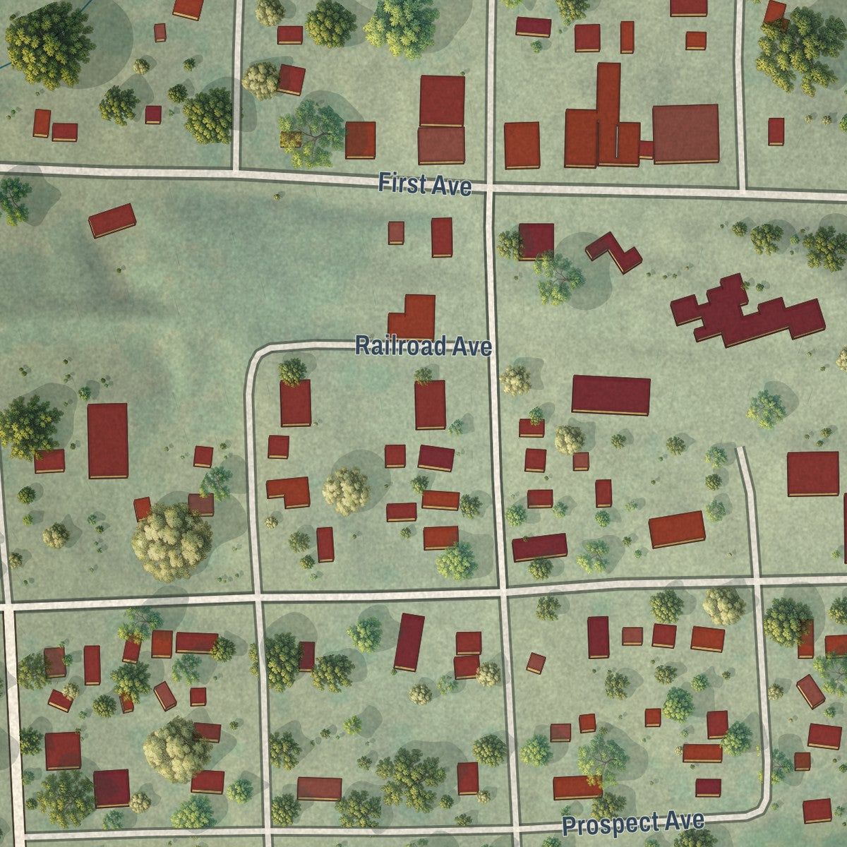 Close-up of the map of Gary, South Dakota print showing street and building detail