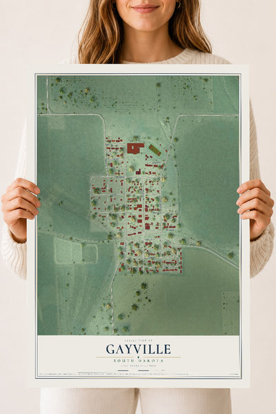 Map of Gayville, South Dakota, 18 x 24 inch unframed archival matte print
