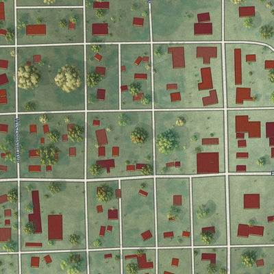 Close-up of the map of Geddes, South Dakota print showing street and building detail