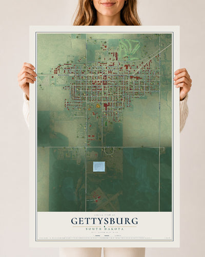 Map of Gettysburg, South Dakota, 24 x 36 inch unframed archival matte print