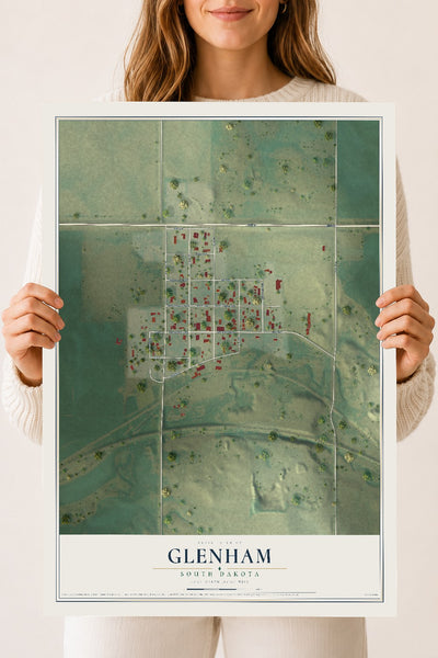 Map of Glenham, South Dakota, 18 x 24 inch unframed archival matte print