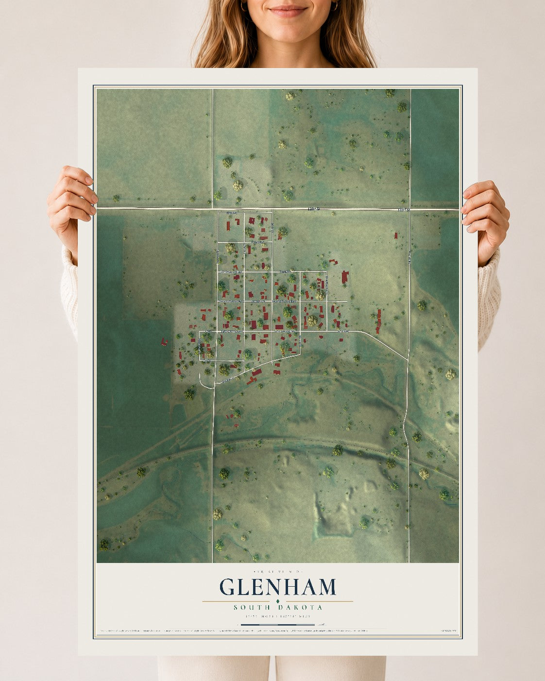 Map of Glenham, South Dakota, 24 x 36 inch unframed archival matte print