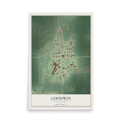 Map of Goodwin, South Dakota, 12 x 18 inch unframed archival matte print