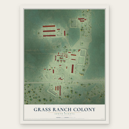 Grass Ranch Colony, South Dakota map print, the full design
