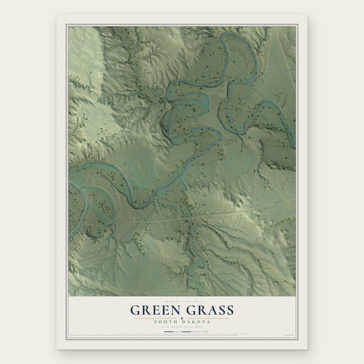 Green Grass, South Dakota map print, the full design