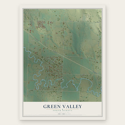 Green Valley, South Dakota map print, the full design