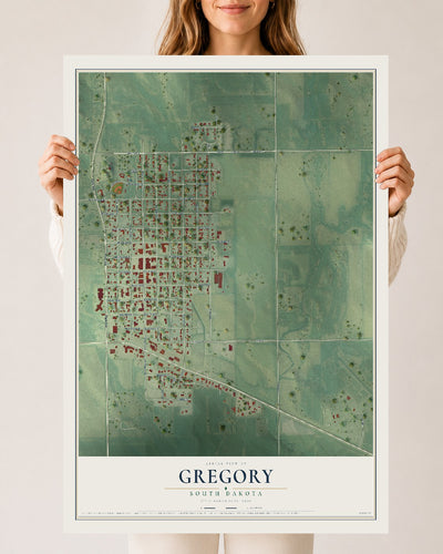 Map of Gregory, South Dakota, 24 x 36 inch unframed archival matte print