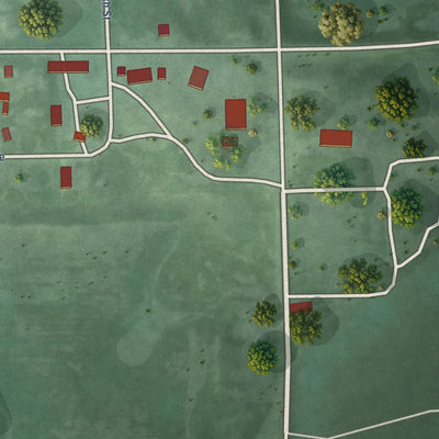 Second close-up of the map of Grenville, South Dakota print showing more streets and buildings