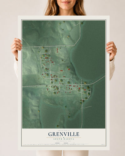 Map of Grenville, South Dakota, 24 x 36 inch unframed archival matte print