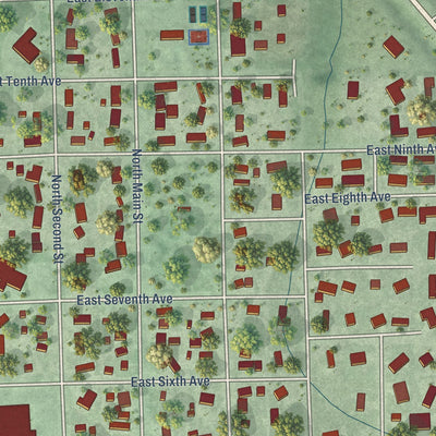 Second close-up of the map of Groton, South Dakota print showing more streets and buildings