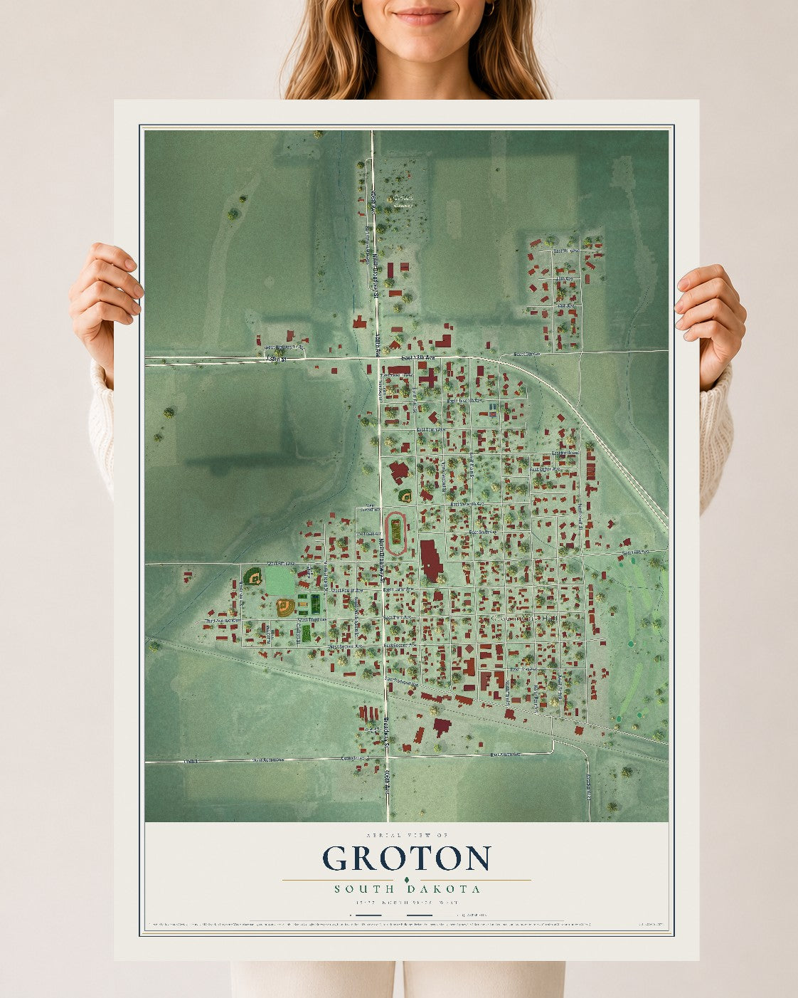 Map of Groton, South Dakota, 24 x 36 inch unframed archival matte print