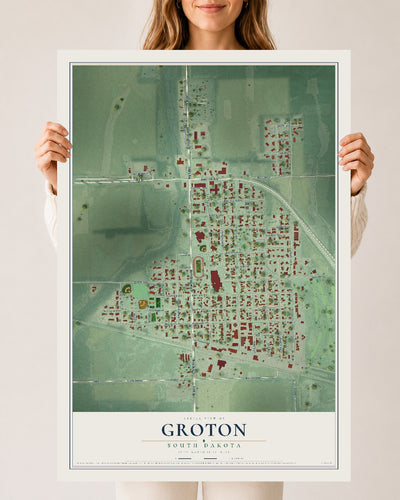 Map of Groton, South Dakota, 24 x 36 inch unframed archival matte print