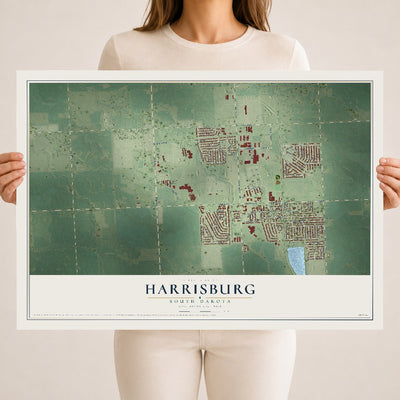 Map of Harrisburg, South Dakota, 18 x 24 inch unframed archival matte print