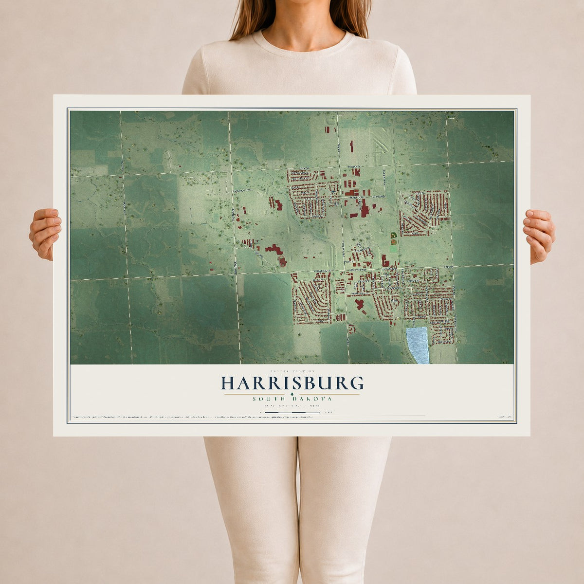 Map of Harrisburg, South Dakota, 24 x 36 inch unframed archival matte print