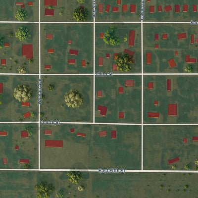 Close-up of the map of Harrold, South Dakota print showing street and building detail