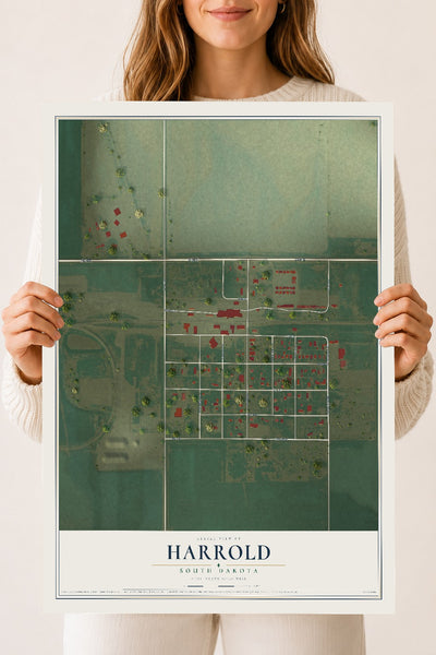Map of Harrold, South Dakota, 18 x 24 inch unframed archival matte print