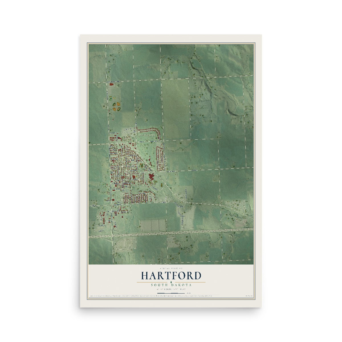 Map of Hartford, South Dakota, 12 x 18 inch unframed archival matte print