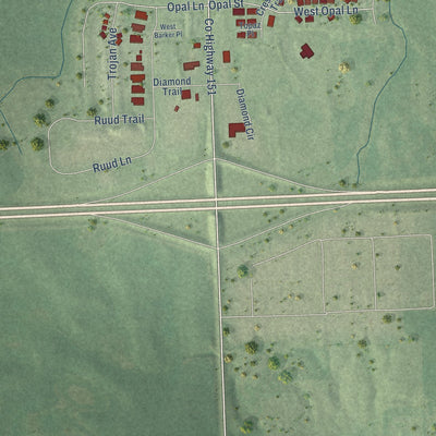 Second close-up of the map of Hartford, South Dakota print showing more streets and buildings