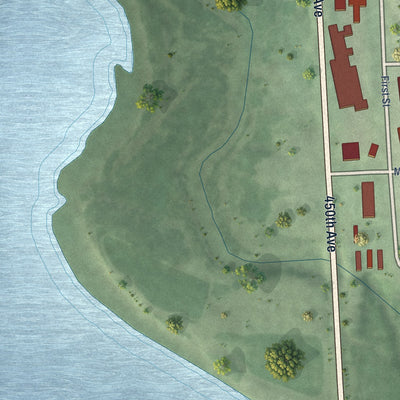 Second close-up of the map of Hayti, South Dakota print showing more streets and buildings