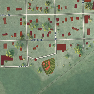 Close-up of the map of Hazel, South Dakota print showing street and building detail