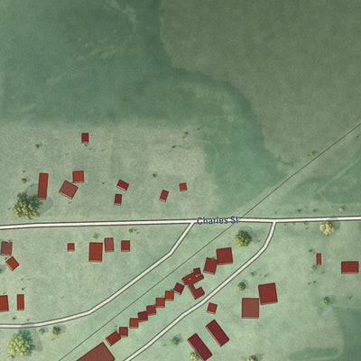 Second close-up of the map of Hazel, South Dakota print showing more streets and buildings